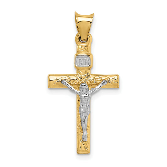 14k Two-Tone Crucifix Pendant
