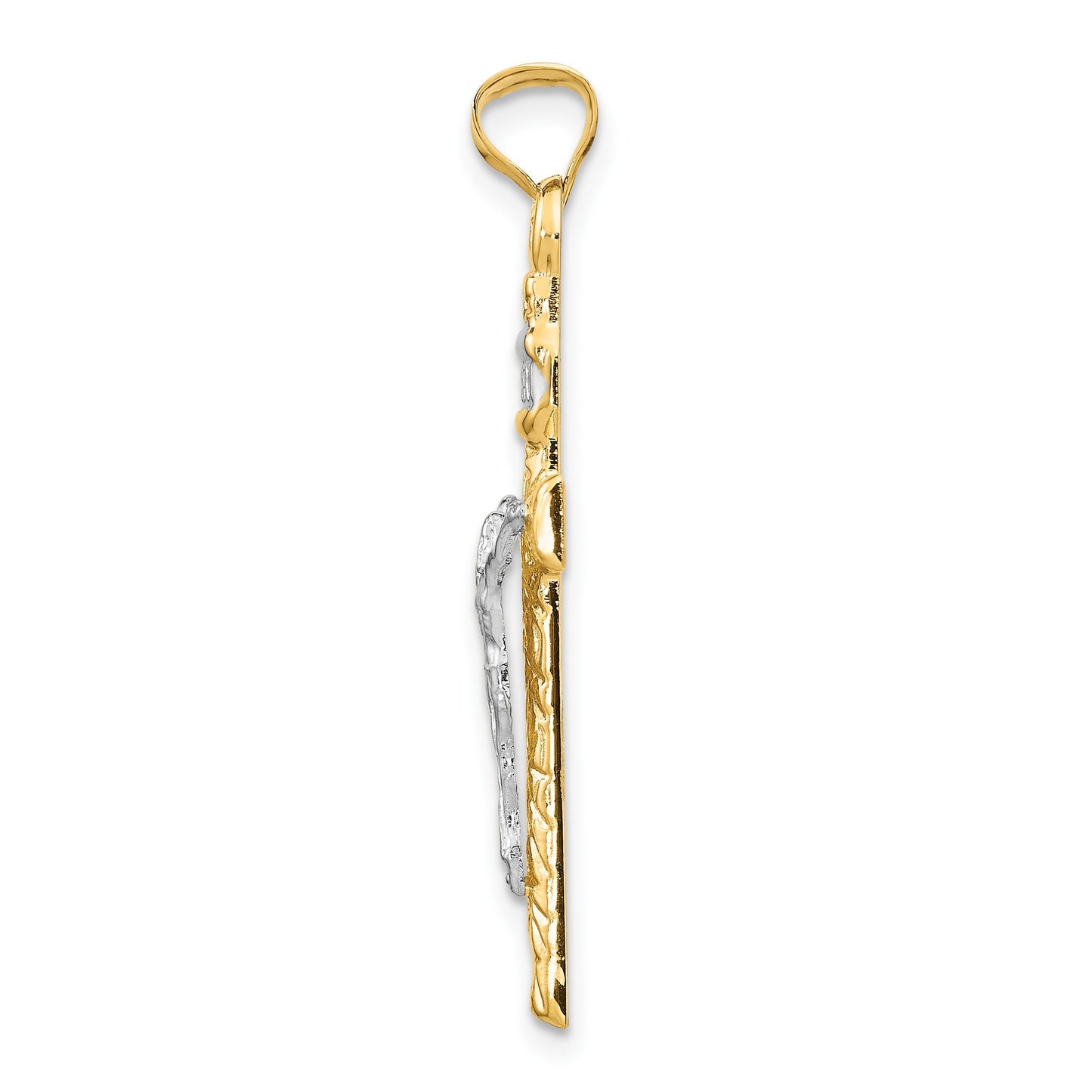 14k Two-Tone and White Rhodium INRI Crucifix Pendant