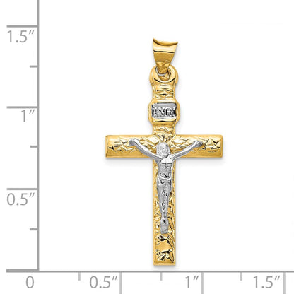 14k Two-Tone and White Rhodium INRI Crucifix Pendant