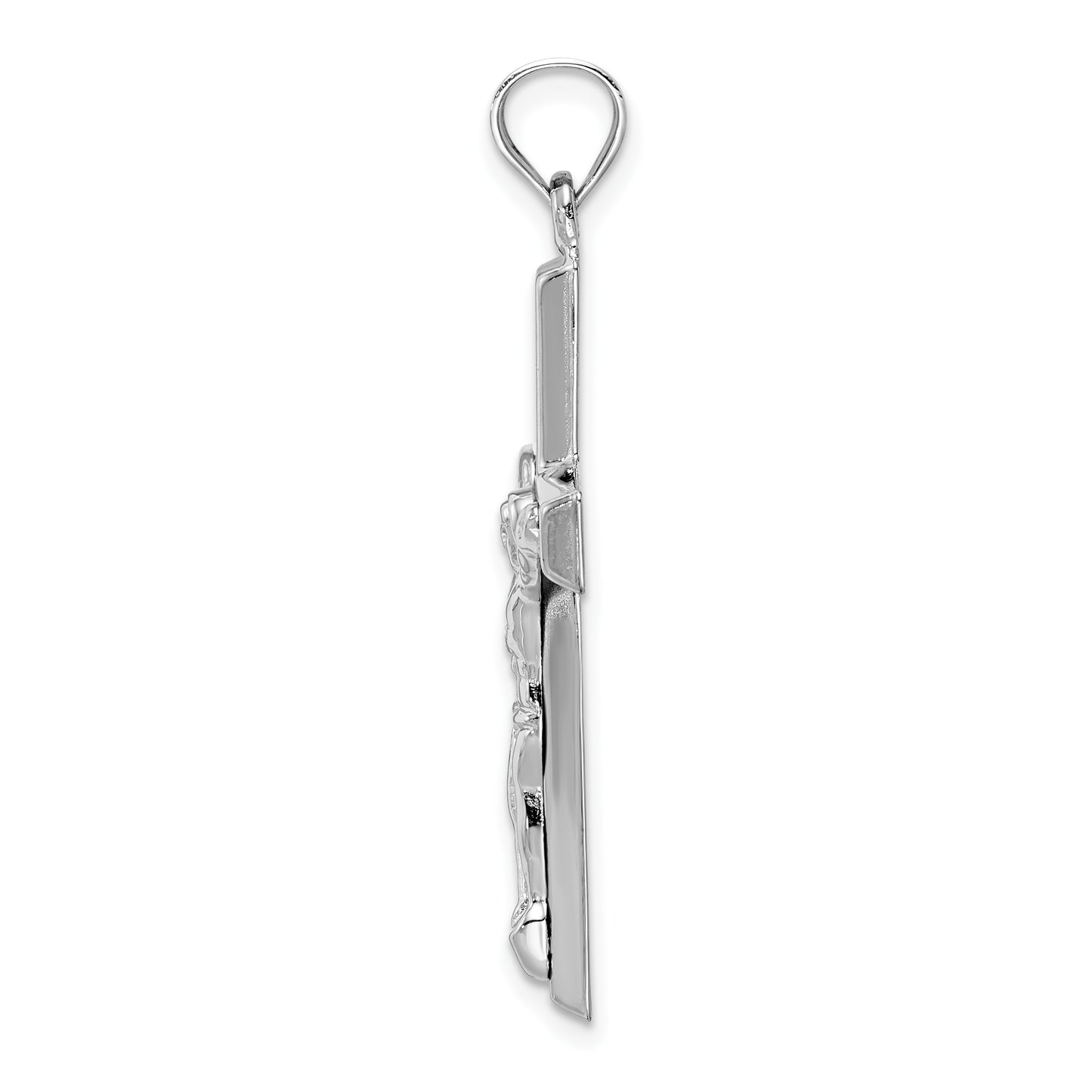 14k White Gold Polished Crucifix Pendant
