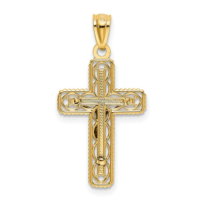 14k Two-tone Polished Crucifix Pendant