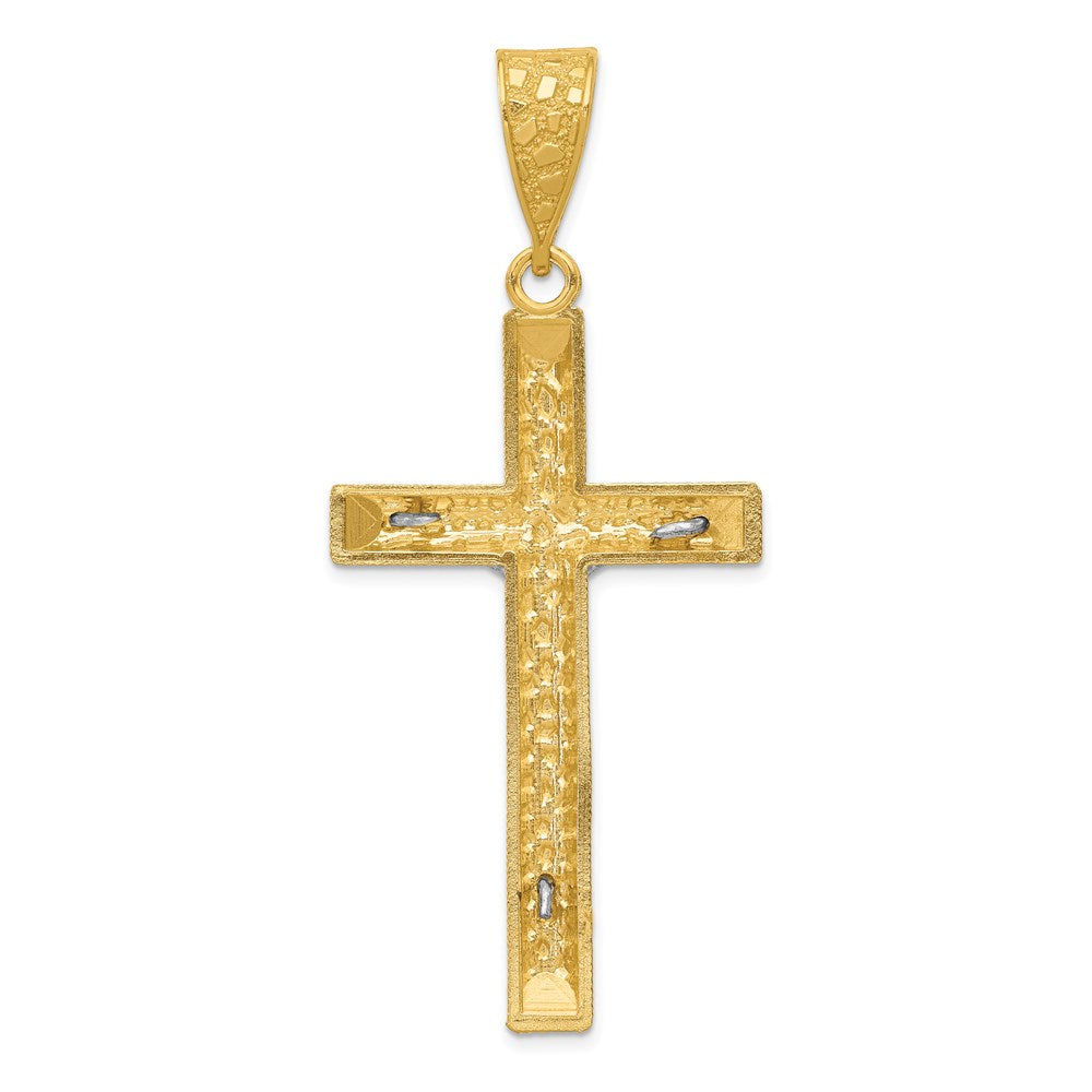 14k Two-tone Diamond-cut Crucifix Pendant