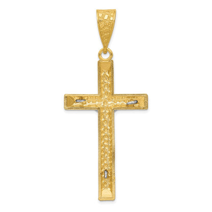 14k Two-tone Diamond-cut Crucifix Pendant