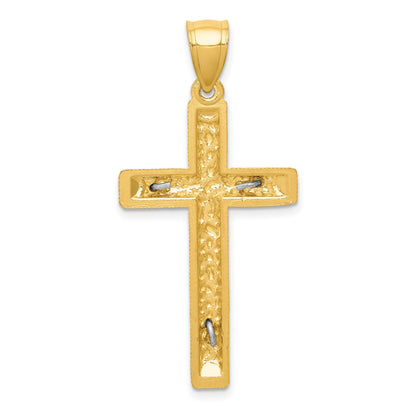 14k Two-tone Diamond Cut Crucifix Pendant