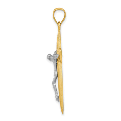 14k Two-tone Diamond-cut Latin Crucifix Pendant