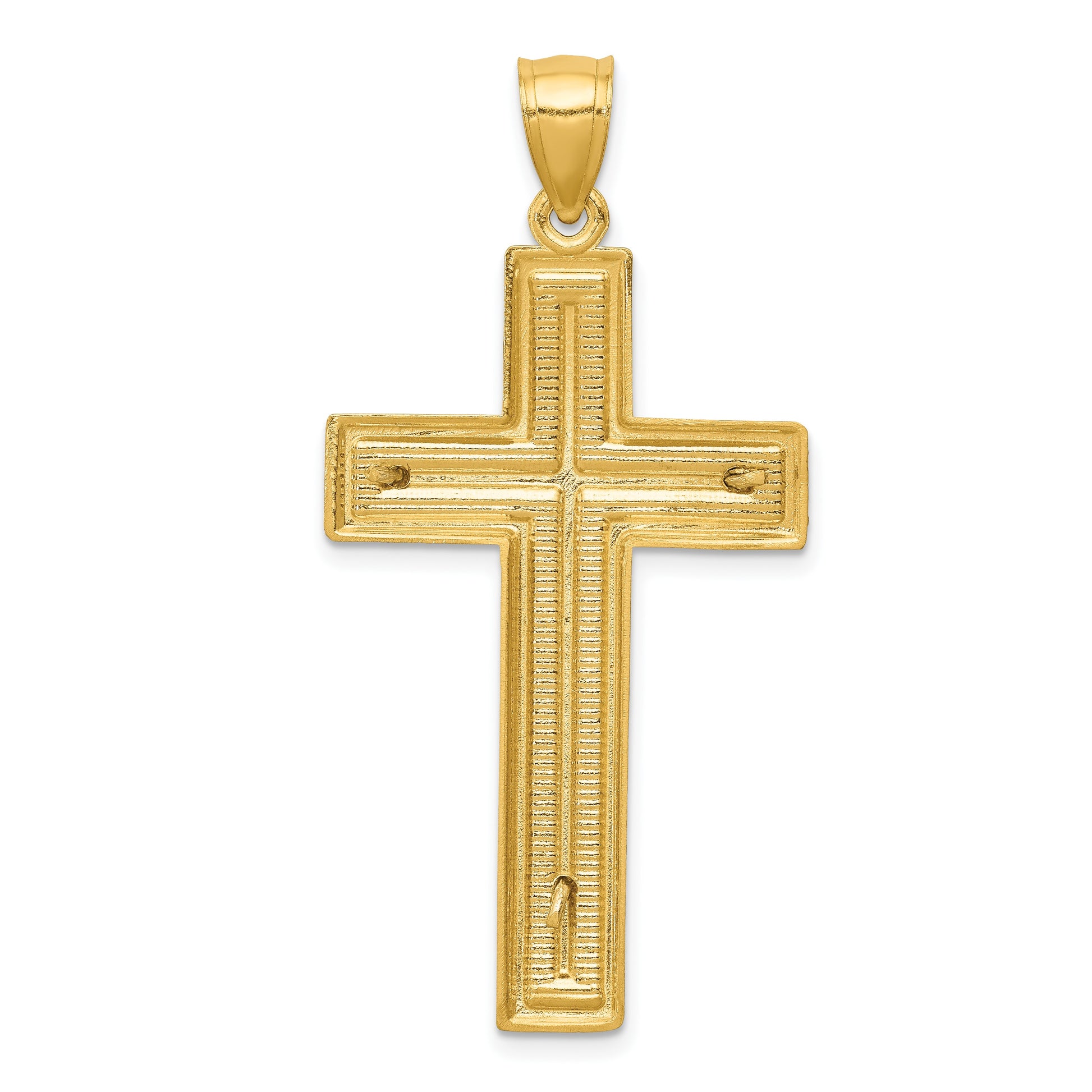 14k Two-tone Diamond-cut Latin Crucifix Pendant