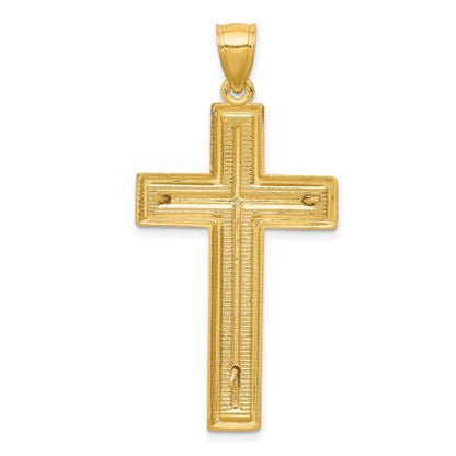 14k Two-tone Diamond-cut Latin Crucifix Pendant