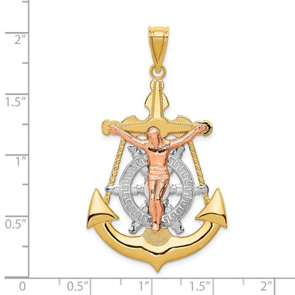 14k Tri-Color Mariner Crucifix Pendant