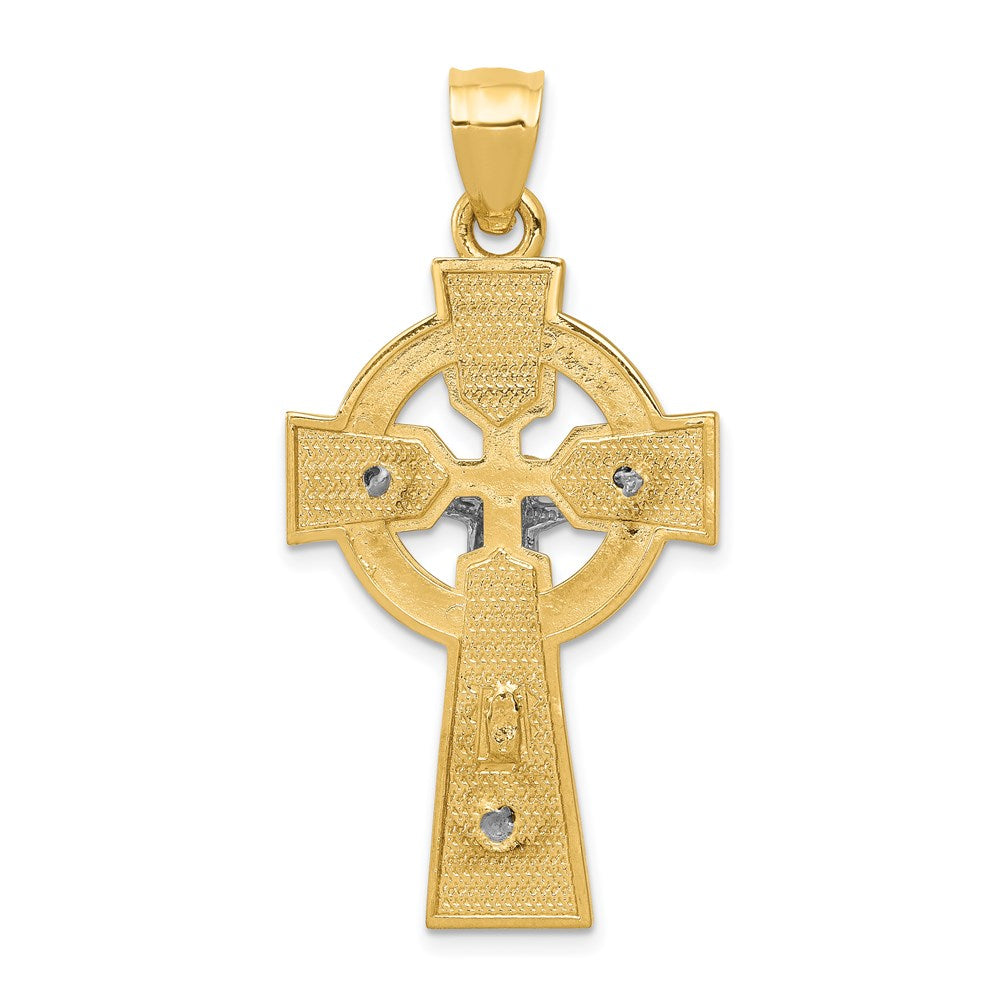 14k Two-tone Polished Celtic INRI Crucifix Pendant