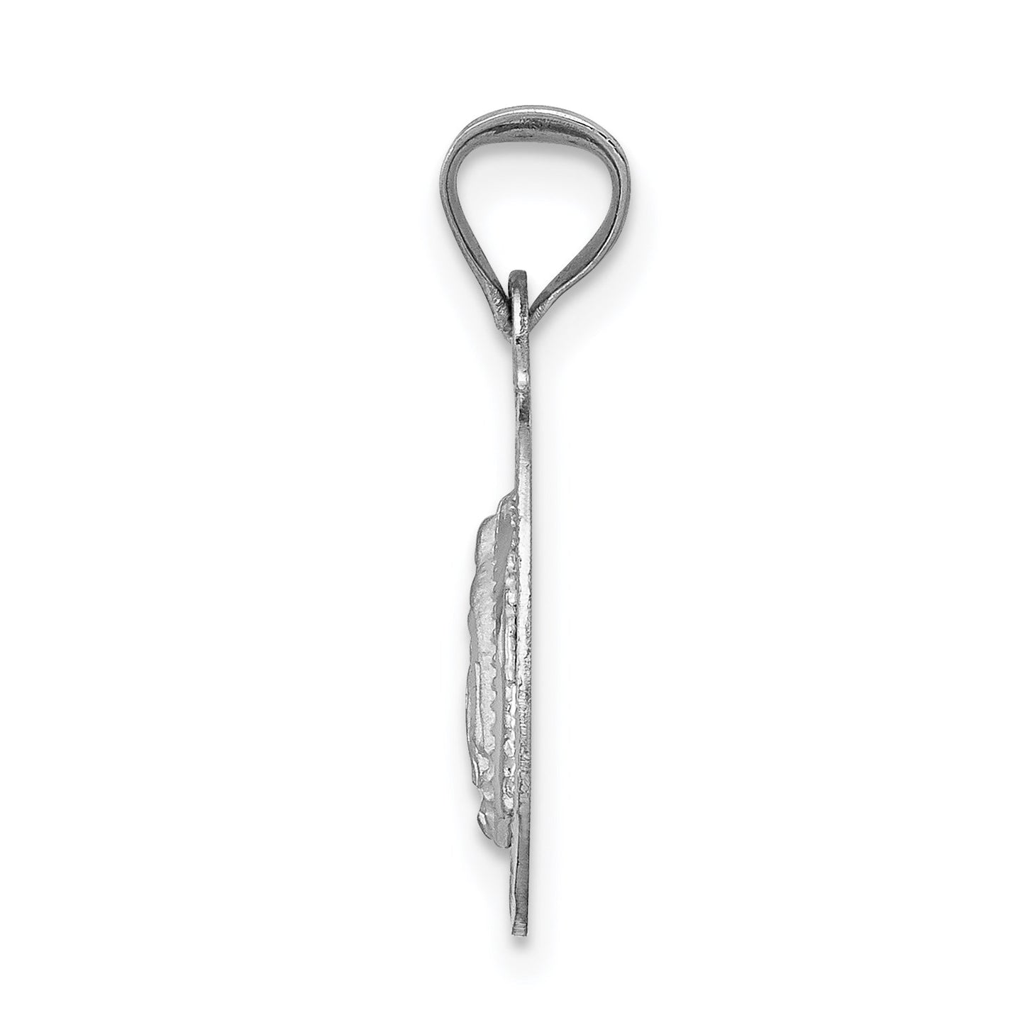 14k White Gold Polished Diamond-cut Semi-solid Our Lady Of Guadalupe Oval Pendant