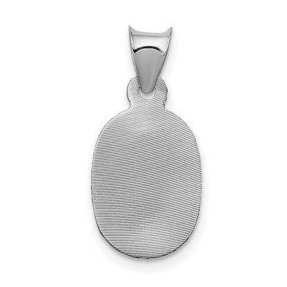 14k White Gold Polished Diamond-cut Semi-solid Our Lady Of Guadalupe Oval Pendant