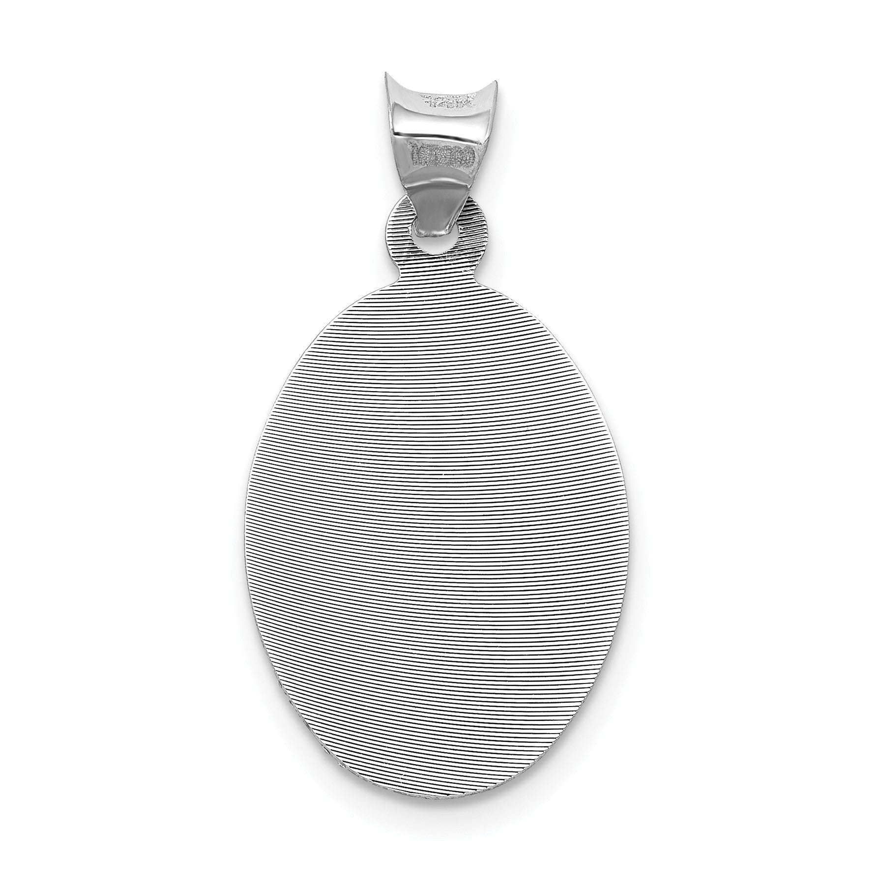 14k White Gold Polished Diamond-cut Semi-solid Our Lady Of Guadalupe Oval Pendant