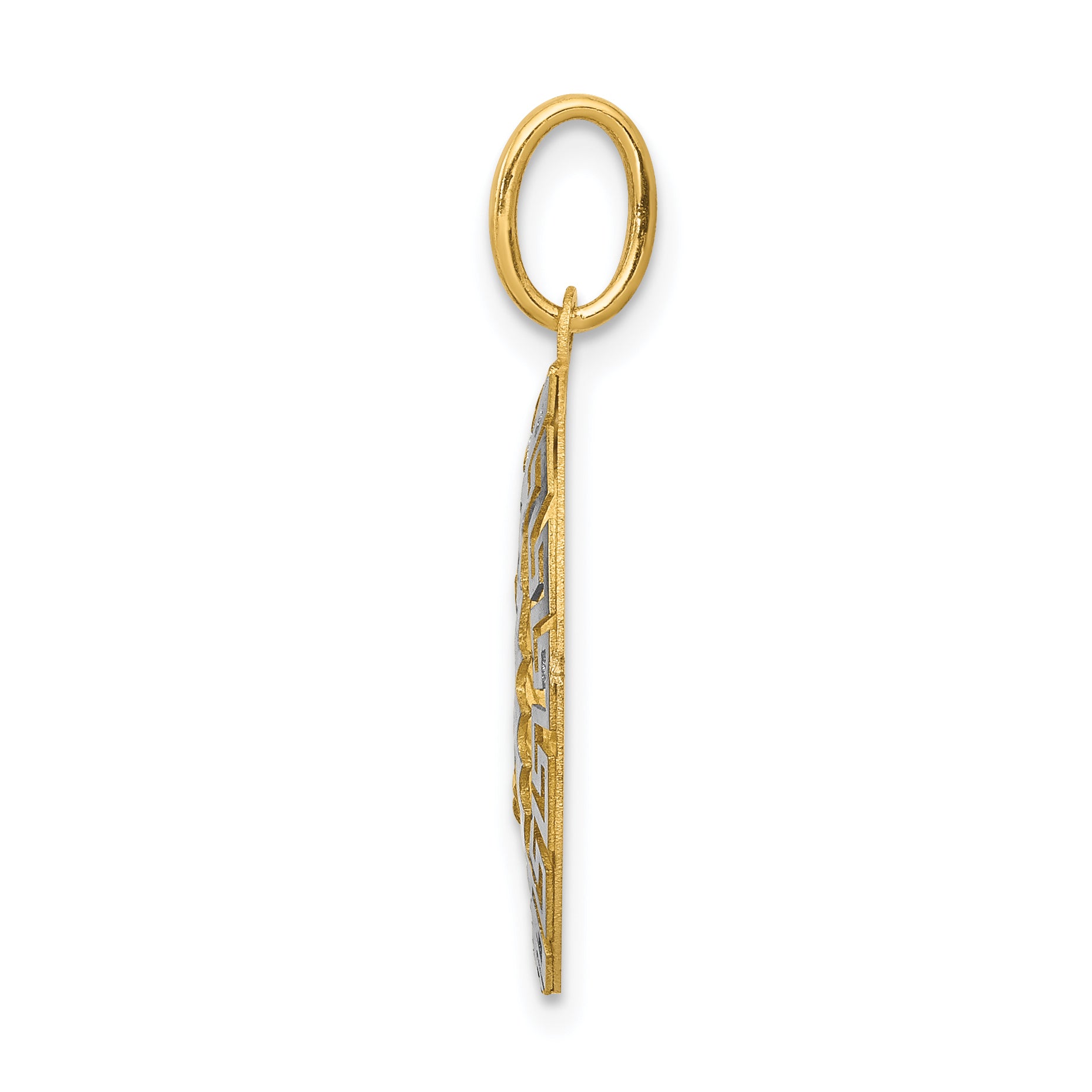 14k Two-Tone Our Lady Of Guadalupe Semi-solid Oval Pendant