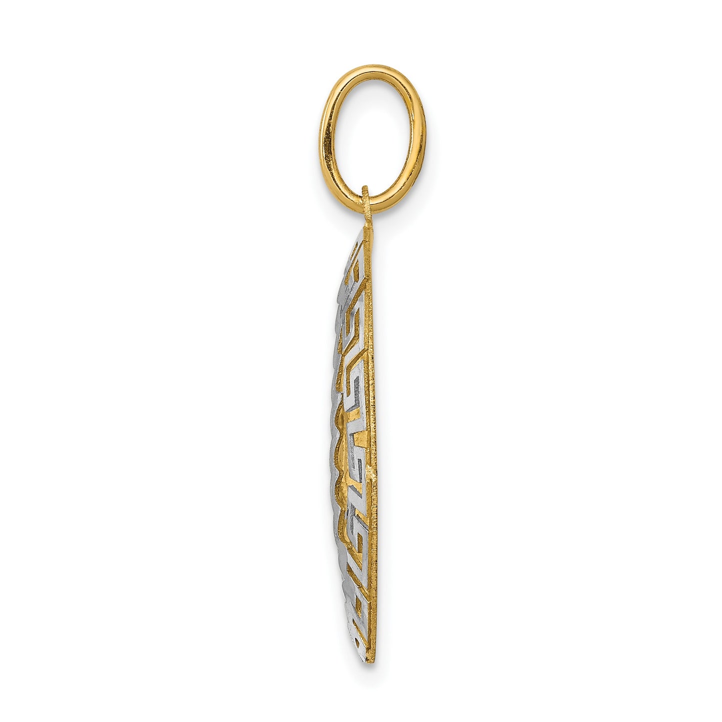 14k Two-Tone Our Lady Of Guadalupe Semi-solid Oval Pendant