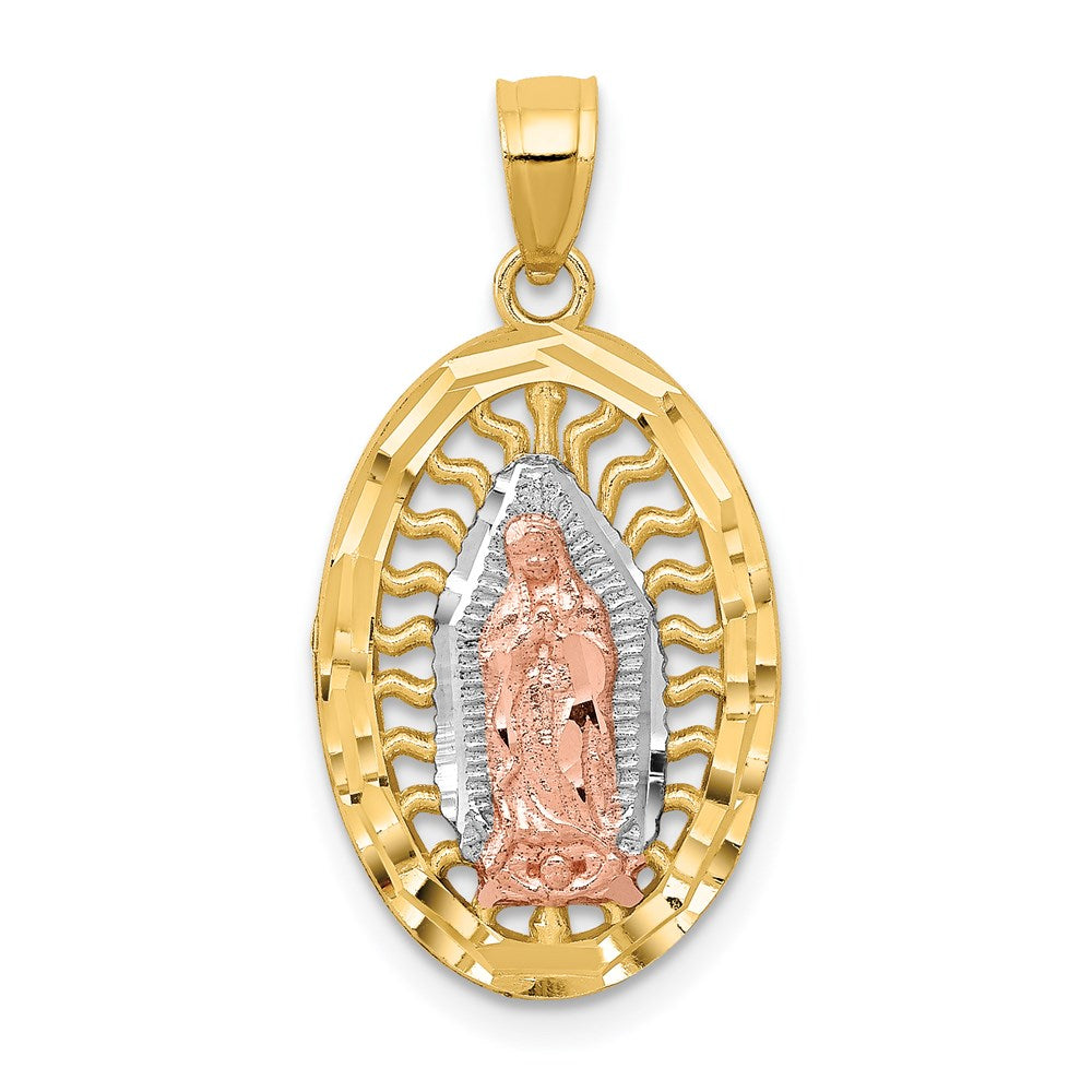 14K Two-tone w/White Rhodium D/C Lady of Guadalupe Charm