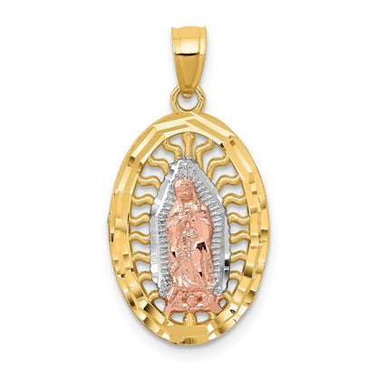 14K Two-tone w/White Rhodium D/C Lady of Guadalupe Charm