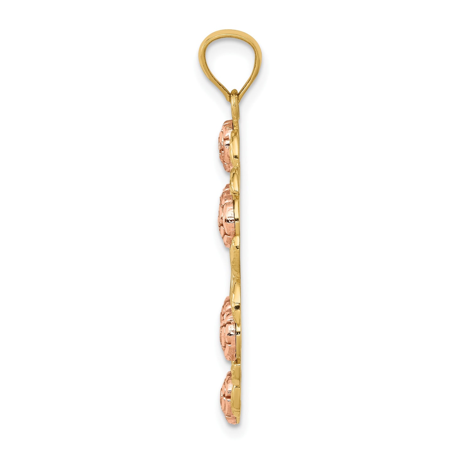 14K Two-Tone with White Rhodium Our Lady Of Guadalupe with Flowers Oval Pendant