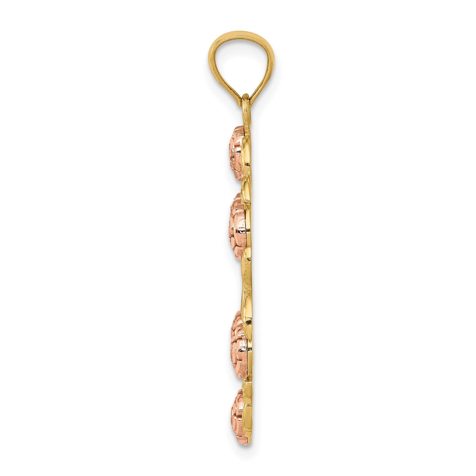 14K Two-Tone with White Rhodium Our Lady Of Guadalupe with Flowers Oval Pendant
