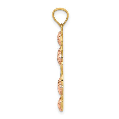 14K Two-Tone with White Rhodium Our Lady Of Guadalupe with Flowers Oval Pendant