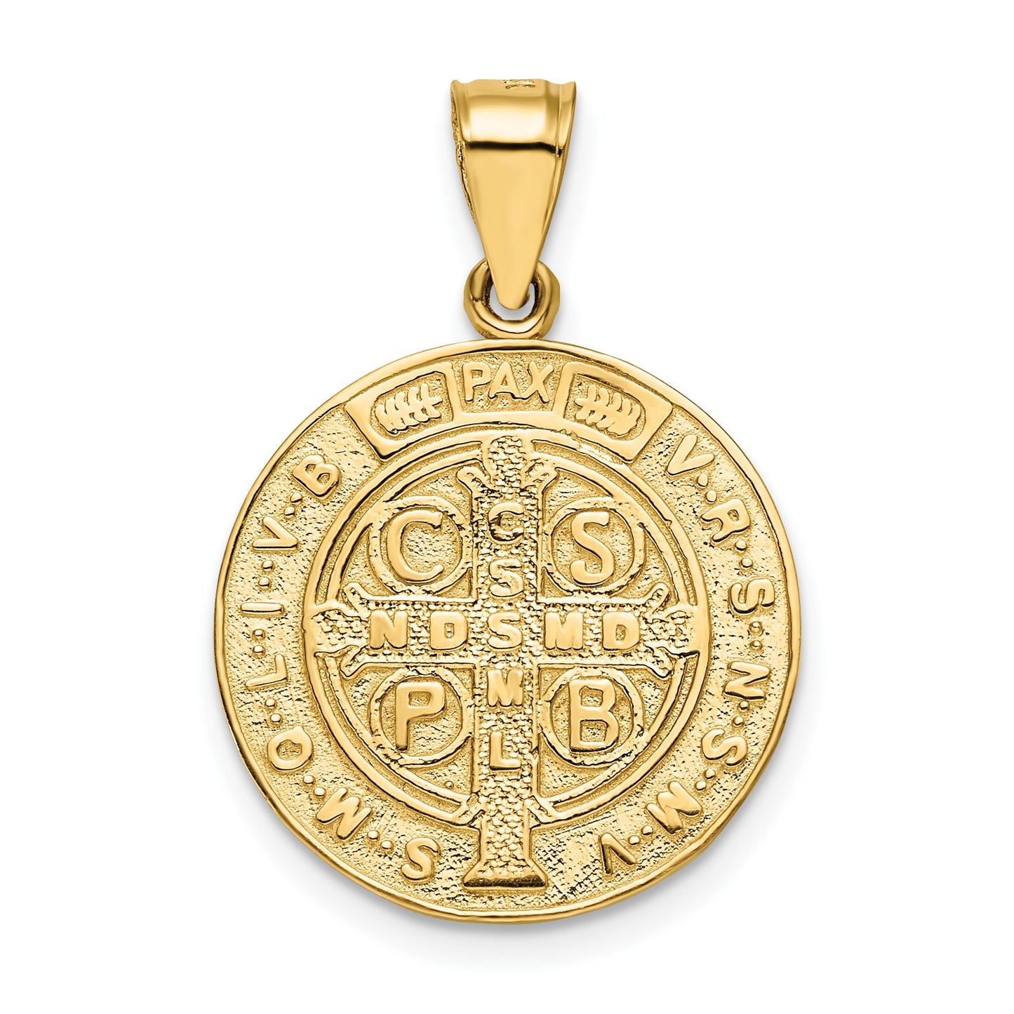 14k Polished Solid San Benito 2-Sided Round Pendant