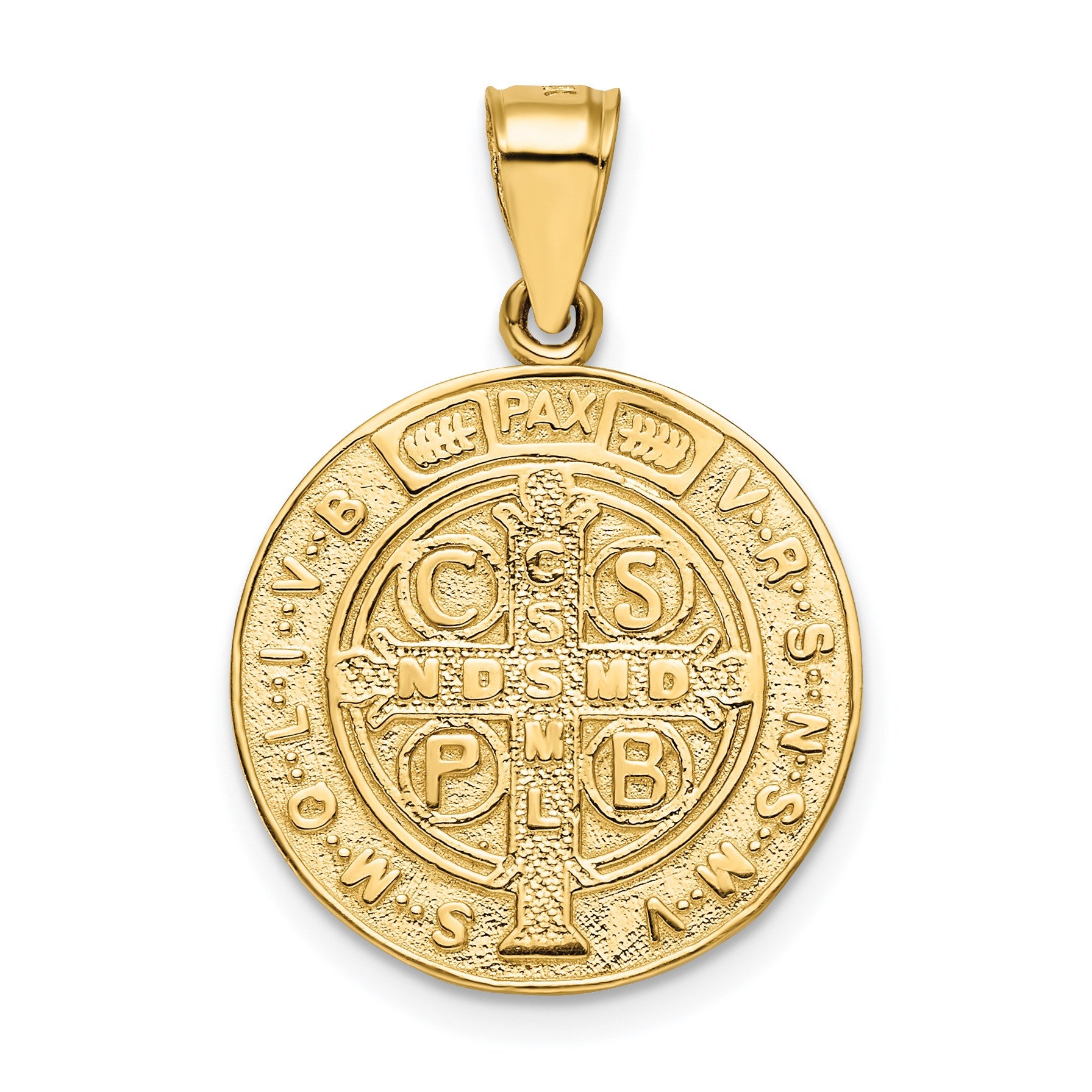 14k Polished Solid San Benito 2-Sided Round Pendant