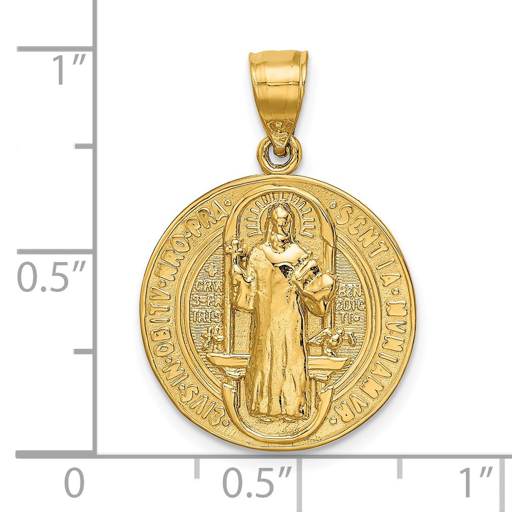 14k Polished Solid San Benito 2-Sided Round Pendant
