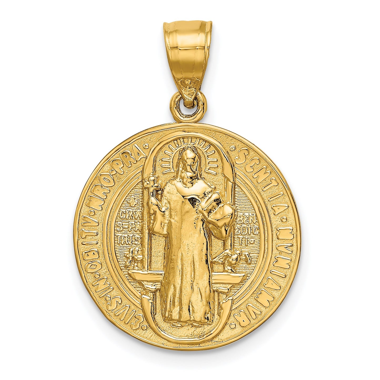 14k Polished Solid San Benito 2-Sided Round Pendant