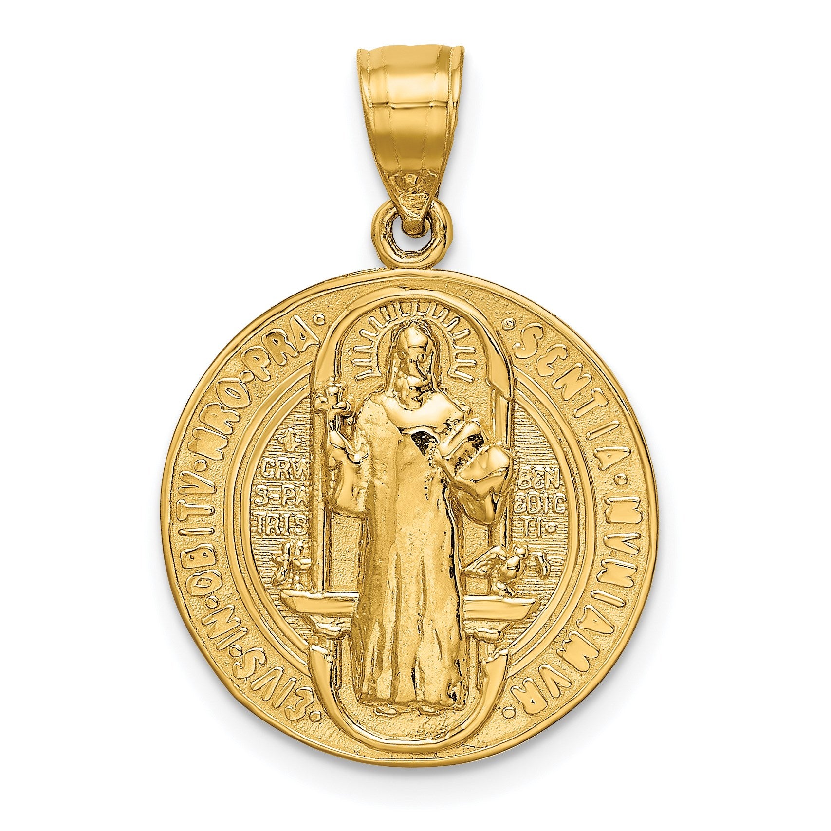 14k Polished Solid San Benito 2-Sided Round Pendant