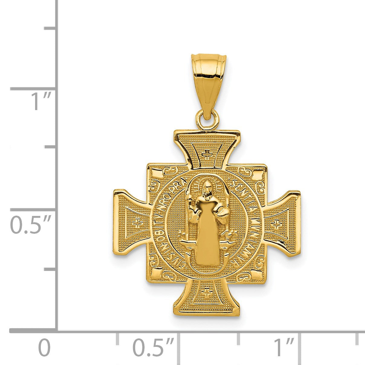 14k Polished Solid San Benito 2-Sided Cross Pendant