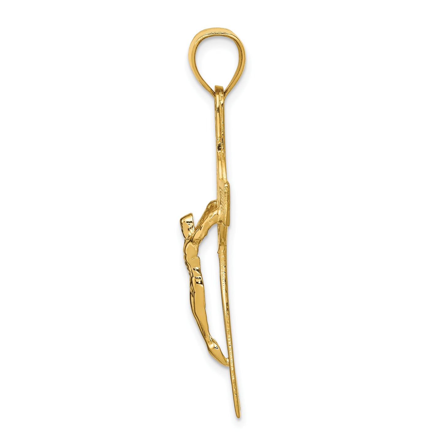 14k Polished San Benito Solid 2-Sided Crucifix Pendant