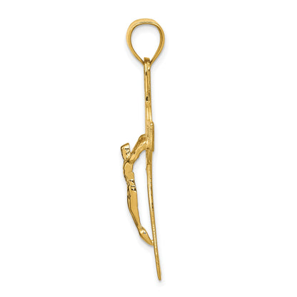 14k Polished San Benito Solid 2-Sided Crucifix Pendant