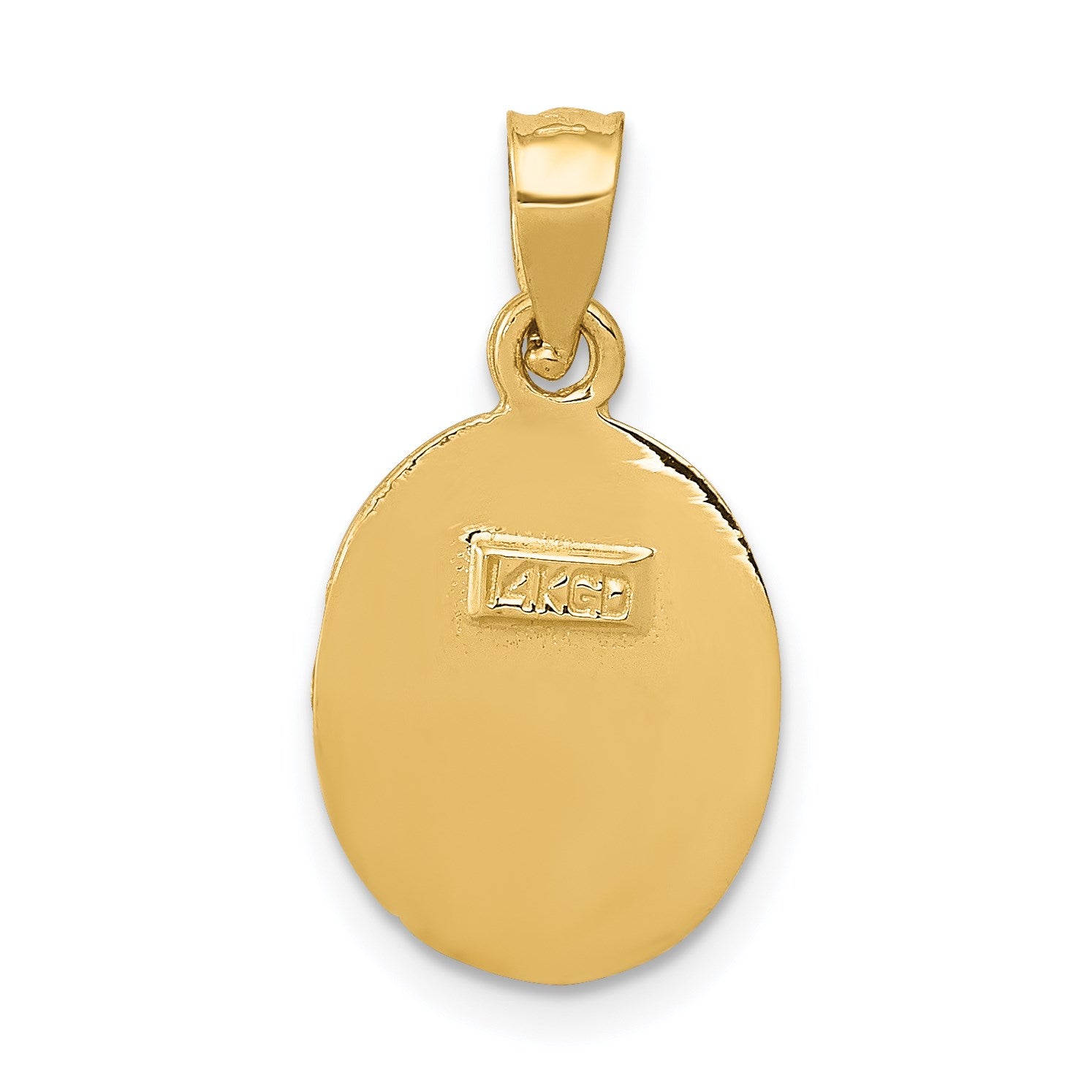 14K Satin and Diamond-Cut Baptism Oval Pendant