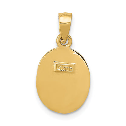 14K Satin and Diamond-Cut Baptism Oval Pendant