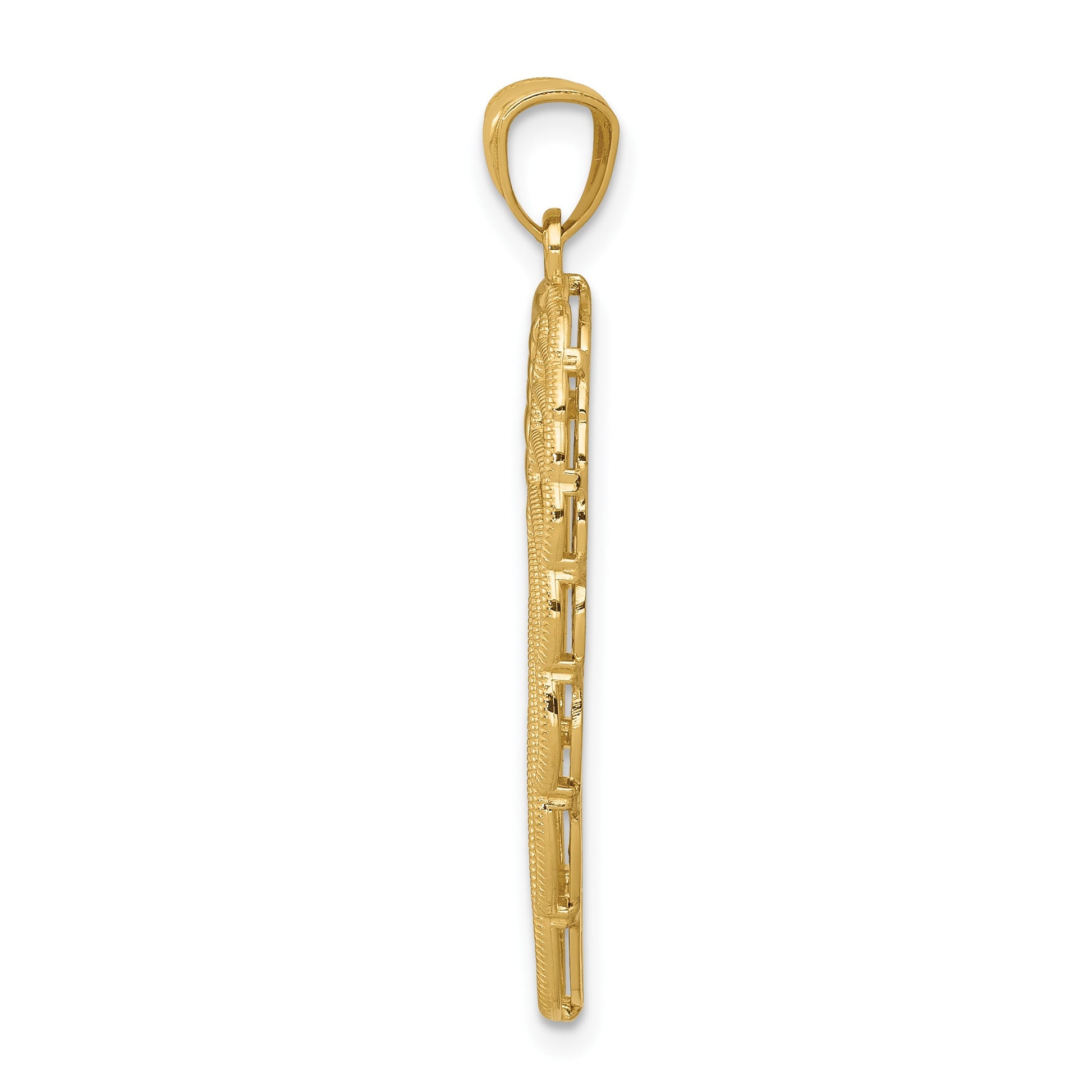 14K and White Rhodium Polished Two-Level Angel Wing Pendant