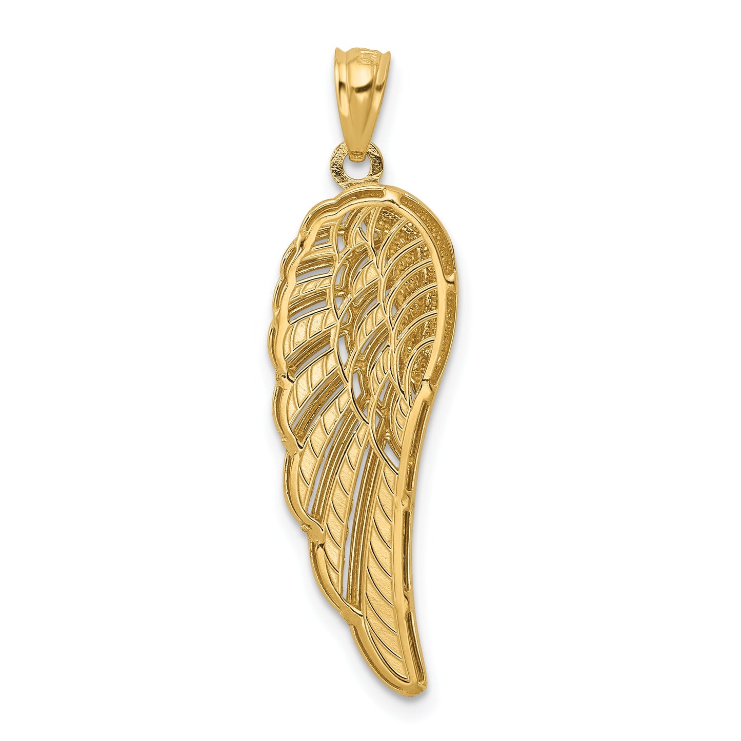 14K and White Rhodium Polished Two-Level Angel Wing Pendant
