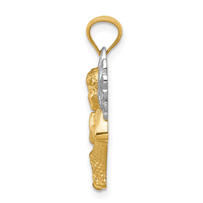 14k and White Rhodium Diamond-cut Praying Angel Pendant