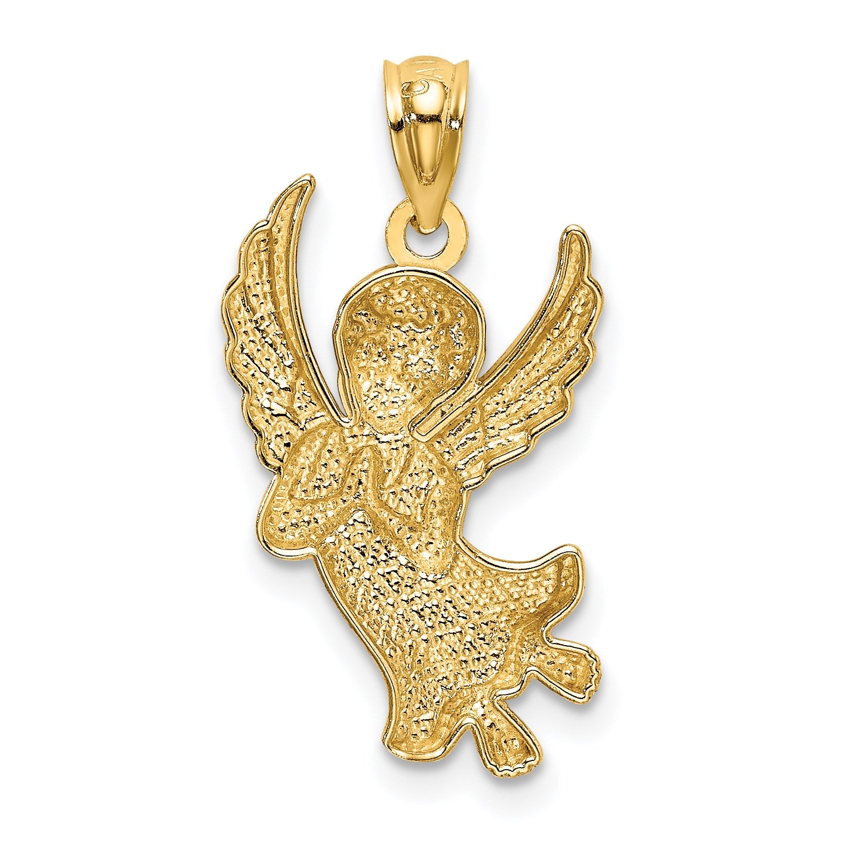14k and White Rhodium Diamond-cut Praying Angel Pendant