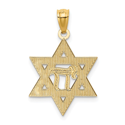 14k and White Rhodium Star of David with Chai Pendant