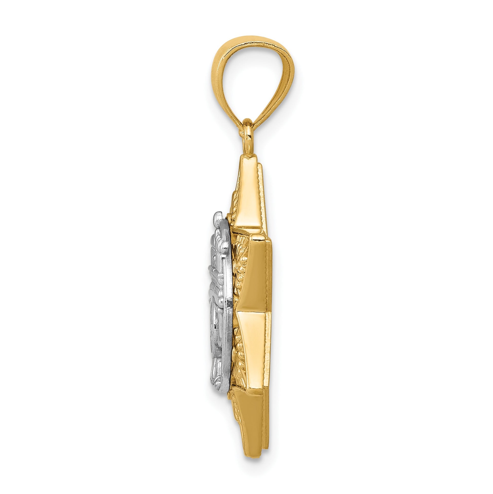 14K Two-Tone Fancy Star Of David and Menorah Pendant