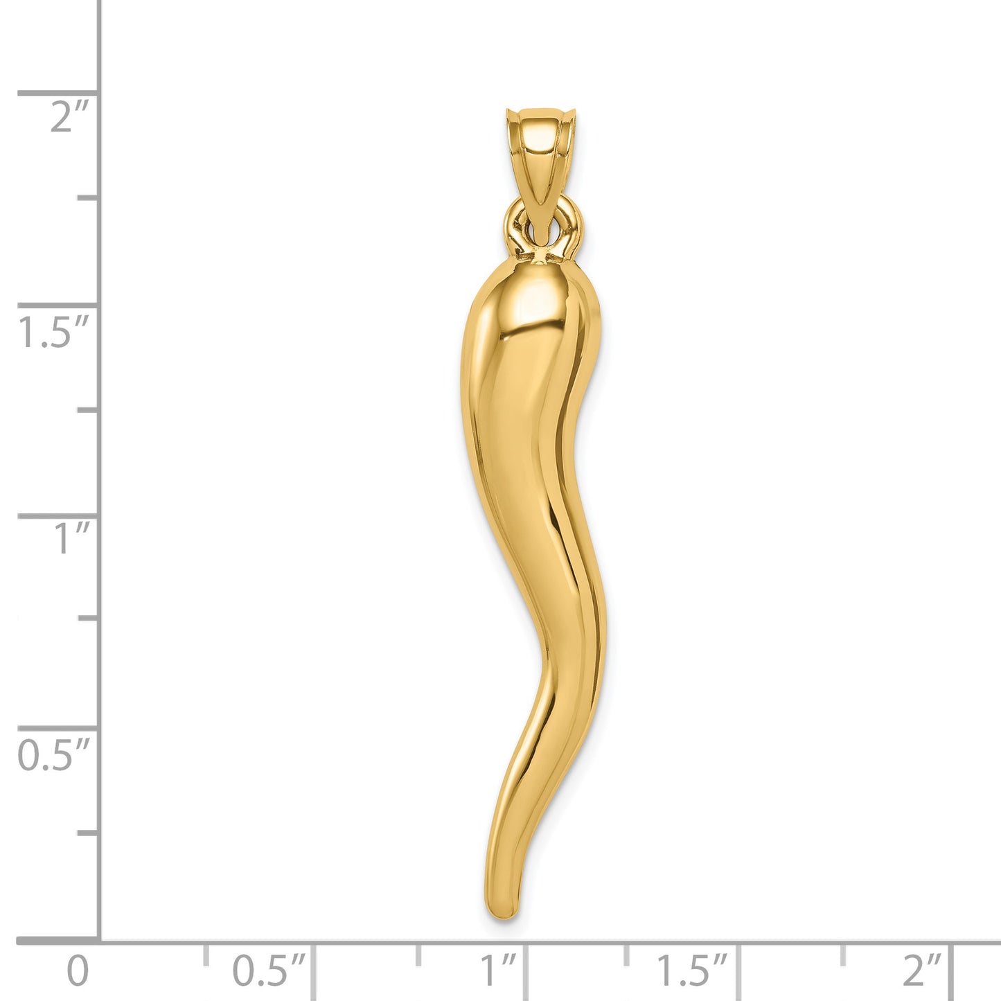 14k Hollow 3-D Italian Horn Pendant