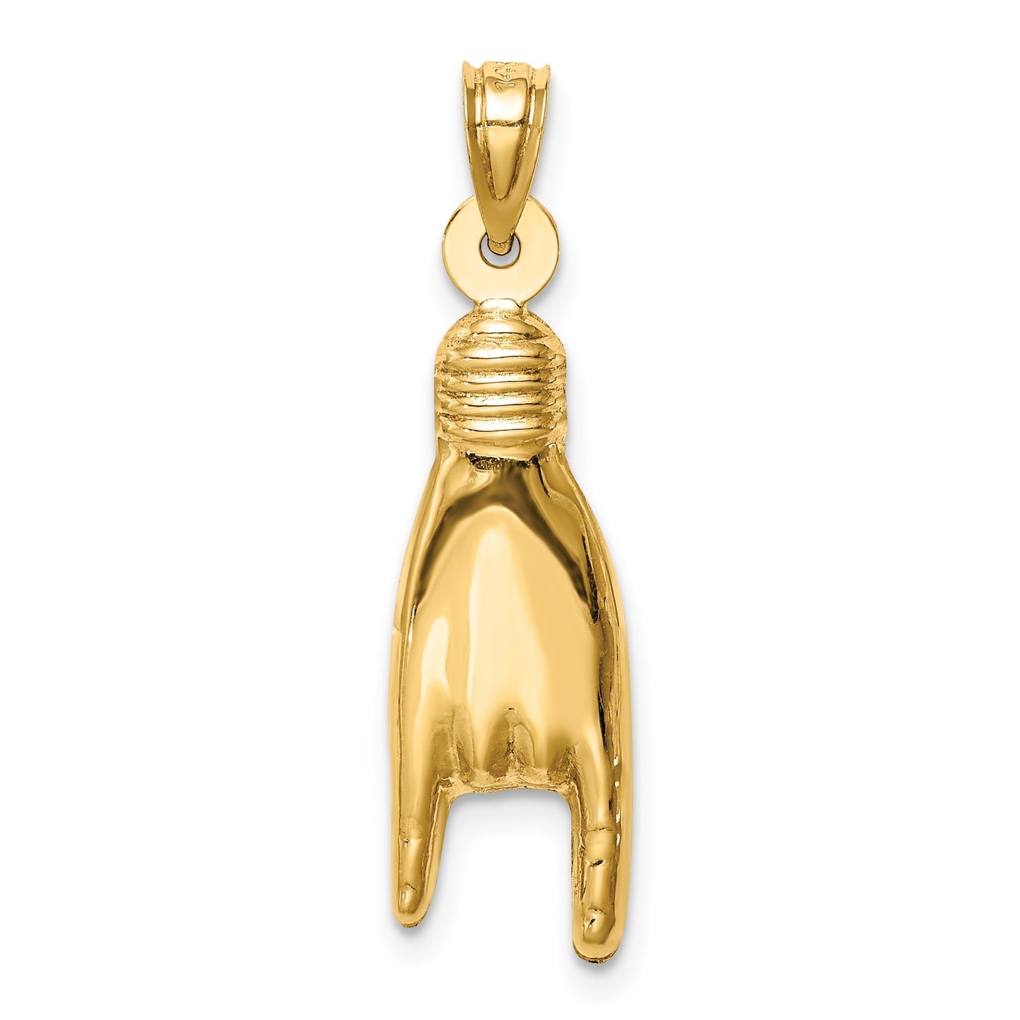 14K 3-D Hollow Rock On Sign Charm