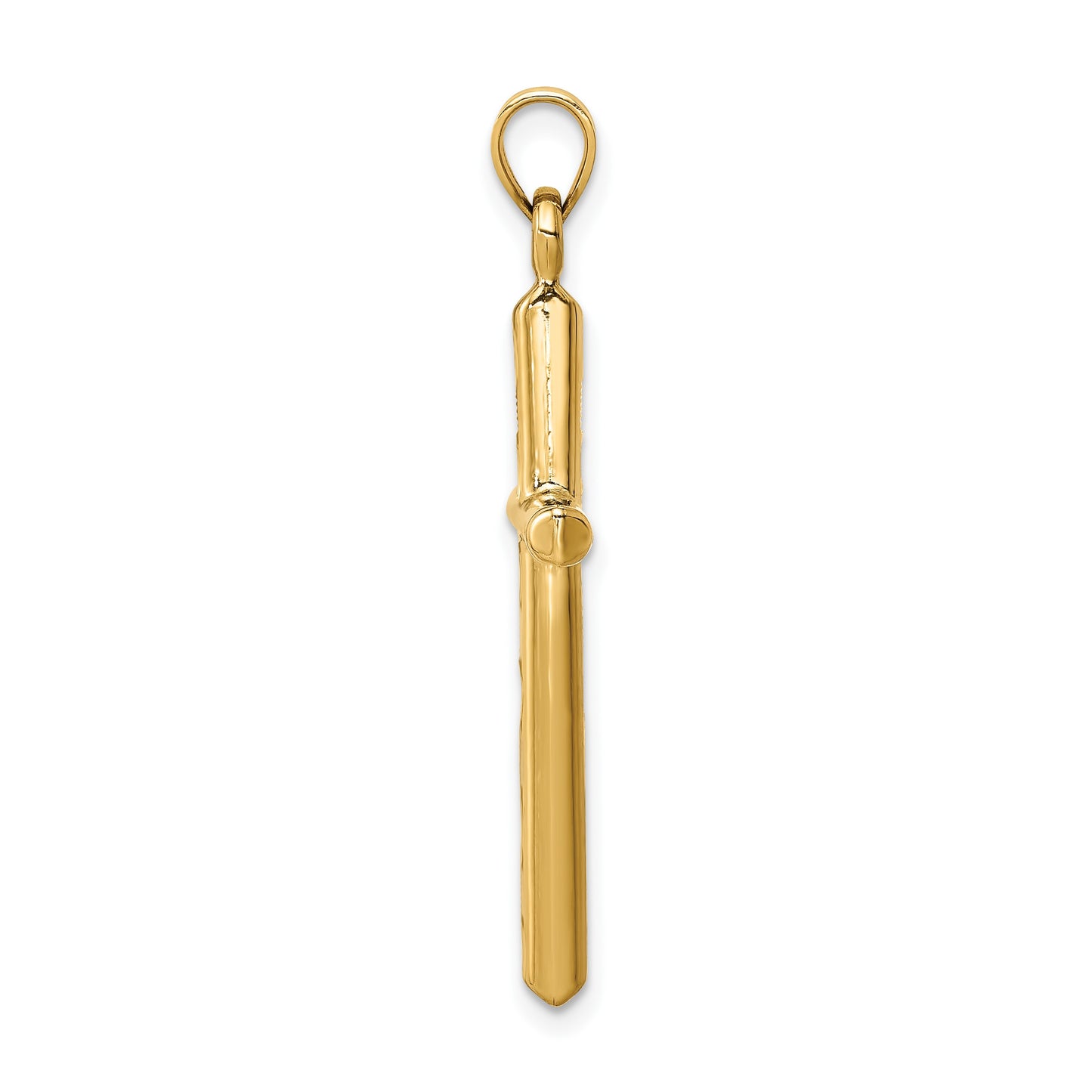 14k Hollow Diamond-cut Cross Pendant