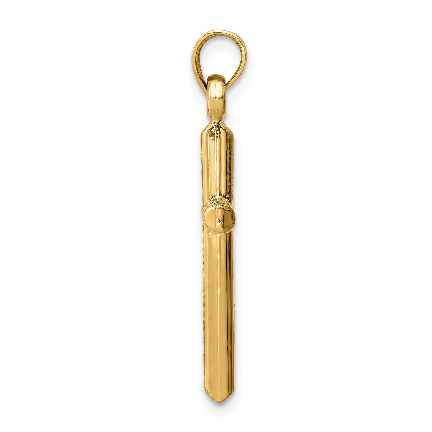 14k Hollow Diamond-cut Cross Pendant