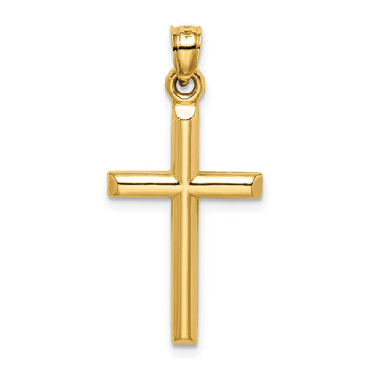 14k Hollow Diamond-cut Cross Pendant