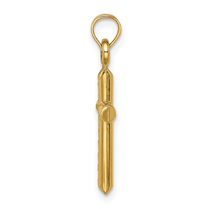 14k Hollow Diamond-cut Cross Pendant