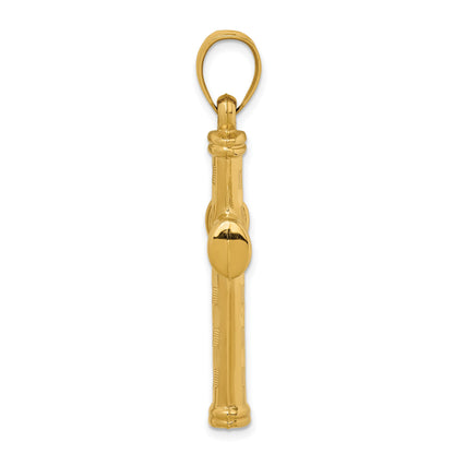 14k Hollow Diamond-cut Cross Pendant