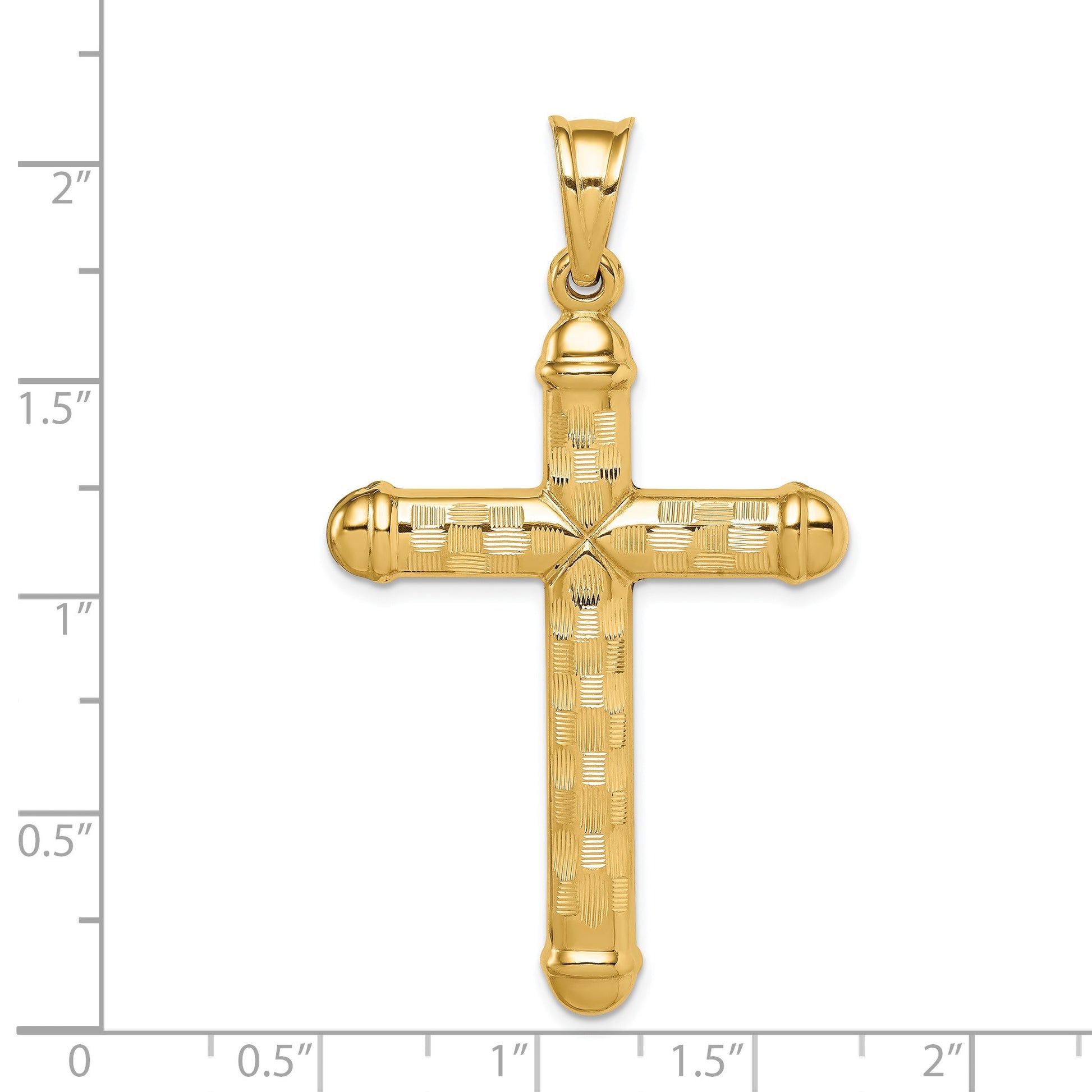 14k Hollow Diamond-cut Cross Pendant
