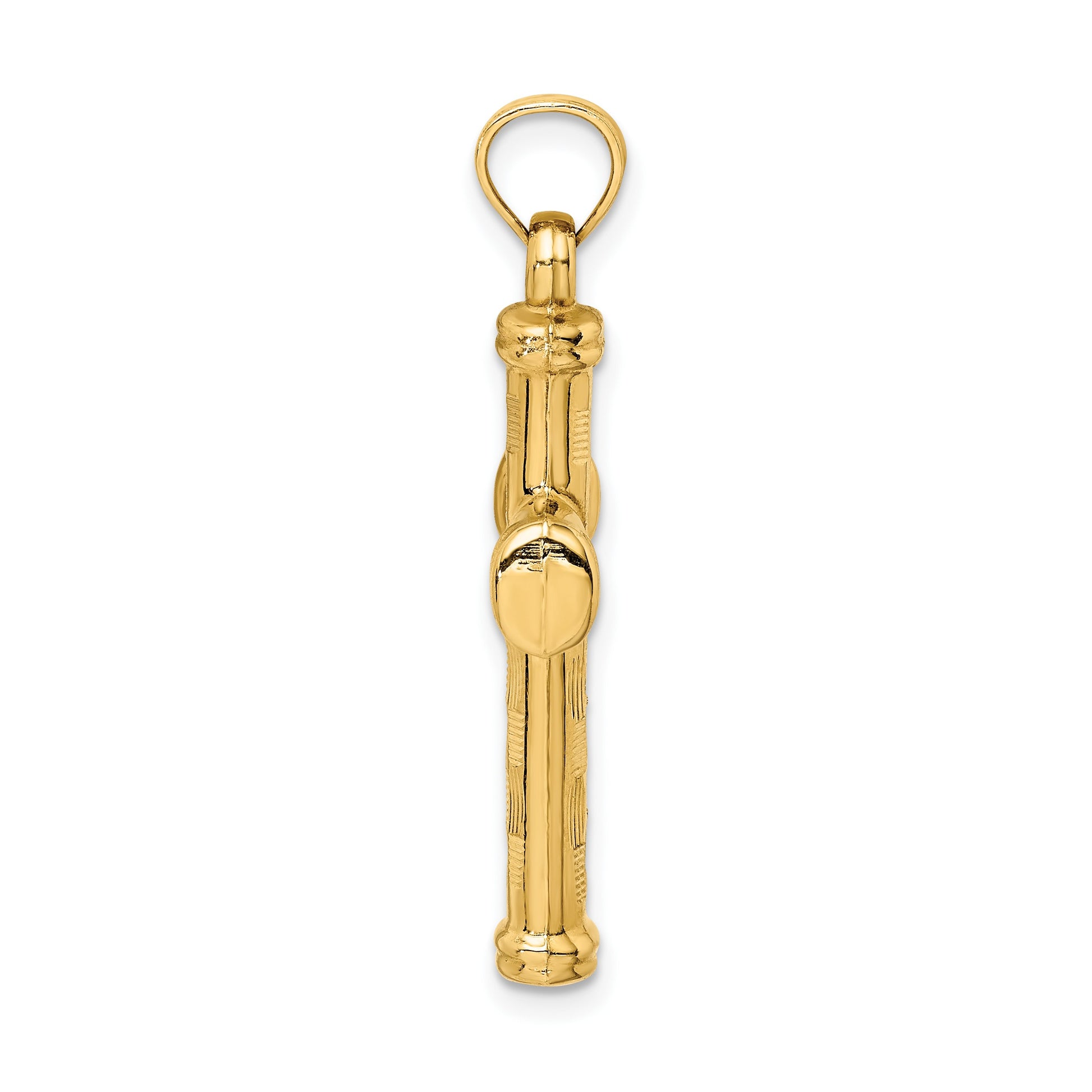 14k Hollow Diamond-cut Cross Pendant