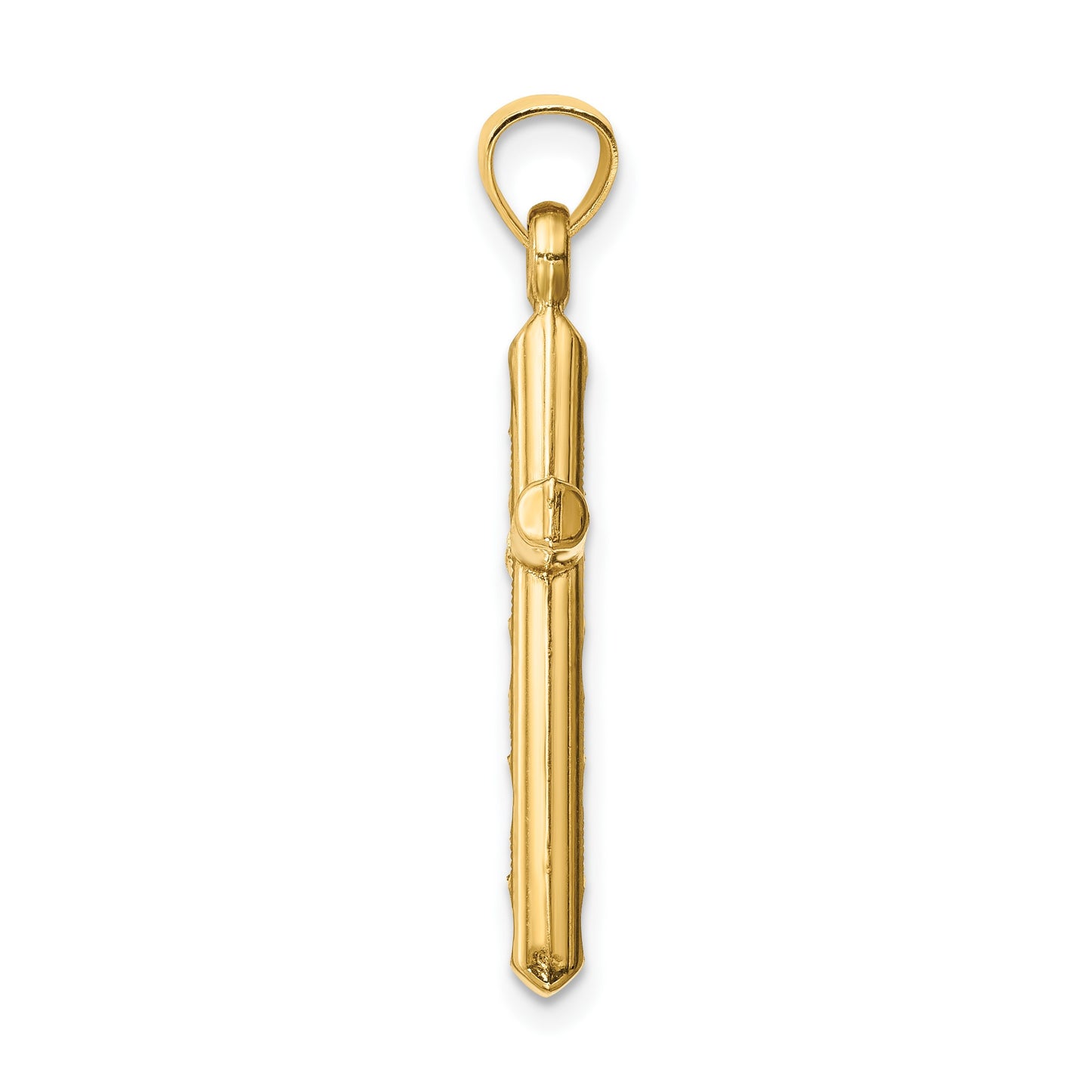 14k Hollow Diamond-cut Cross Pendant