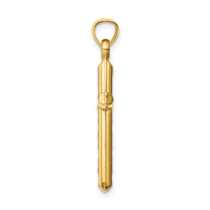 14k Hollow Diamond-cut Cross Pendant